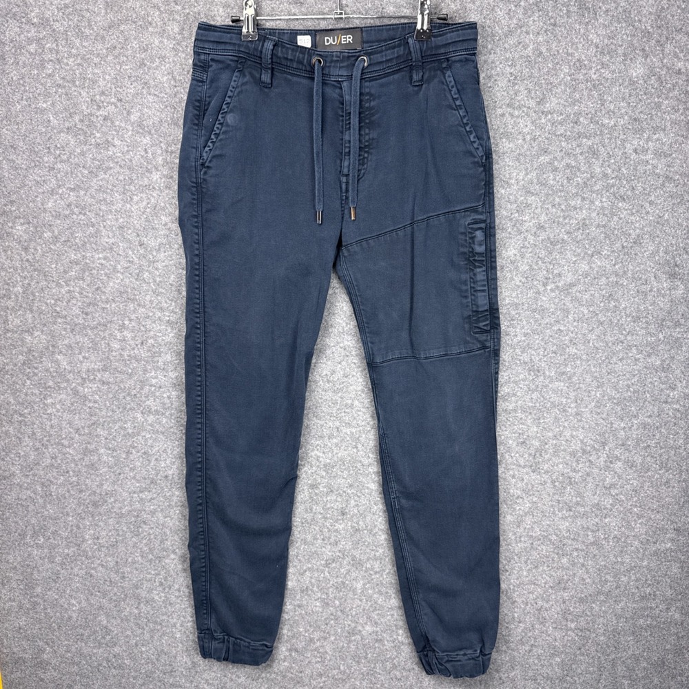 DUER No Sweat Jogger Mens 30x29 Blue N2X Slim Fit Performance Pants Drawstring